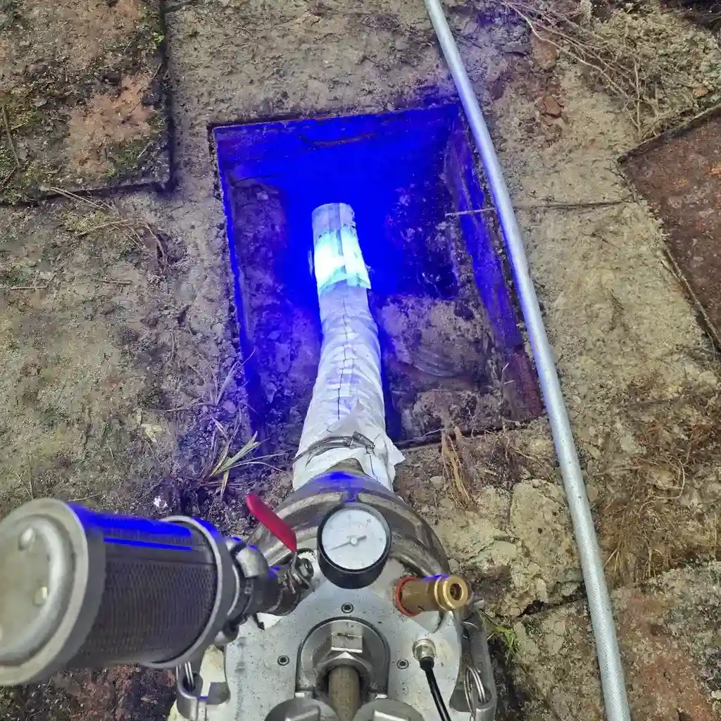 No-dig drain relining repairing a damaged underground drain in Truro, Cornwall
